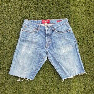 Lucky Brand 121 Heritage Slim Denim Shorts Cutoff Frayed Hem Blue 30x10